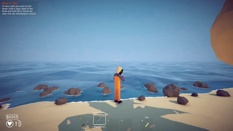 A How to Fish catch beside the shore after an inventory-changing event